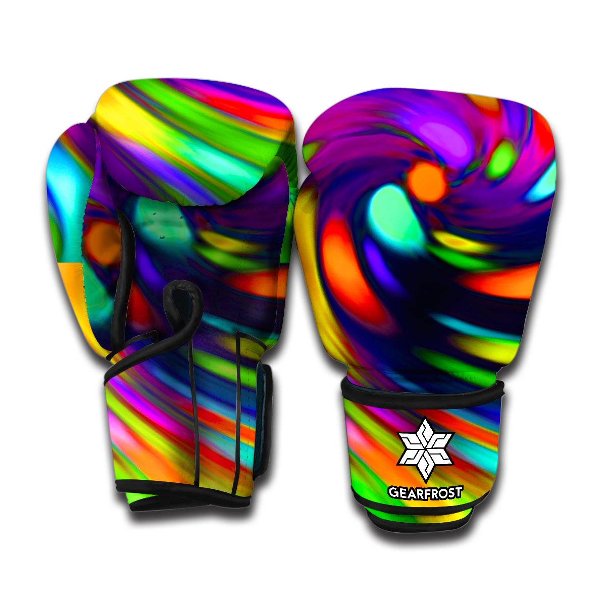 Colorful Spiral Trippy Print Boxing Gloves