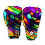 Colorful Spiral Trippy Print Boxing Gloves