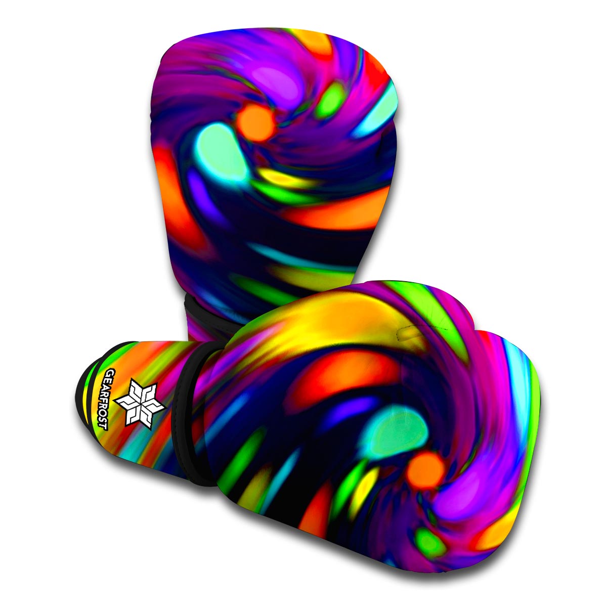 Colorful Spiral Trippy Print Boxing Gloves