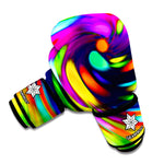 Colorful Spiral Trippy Print Boxing Gloves