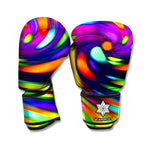 Colorful Spiral Trippy Print Boxing Gloves
