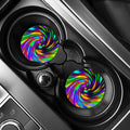 Colorful Spiral Trippy Print Car Coasters