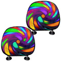 Colorful Spiral Trippy Print Car Headrest Covers