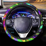 Colorful Spiral Trippy Print Car Steering Wheel Cover
