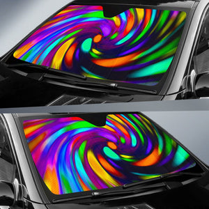 Colorful Spiral Trippy Print Car Sun Shade GearFrost