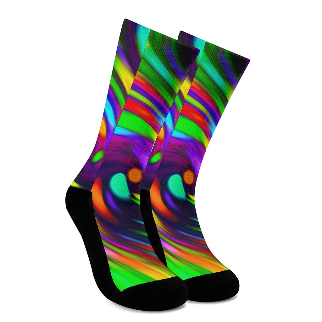 Colorful Spiral Trippy Print Crew Socks