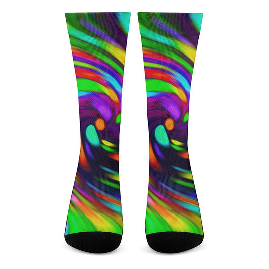 Colorful Spiral Trippy Print Crew Socks