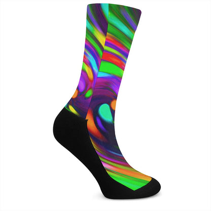 Colorful Spiral Trippy Print Crew Socks
