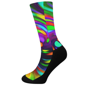 Colorful Spiral Trippy Print Crew Socks