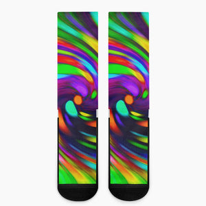 Colorful Spiral Trippy Print Crew Socks