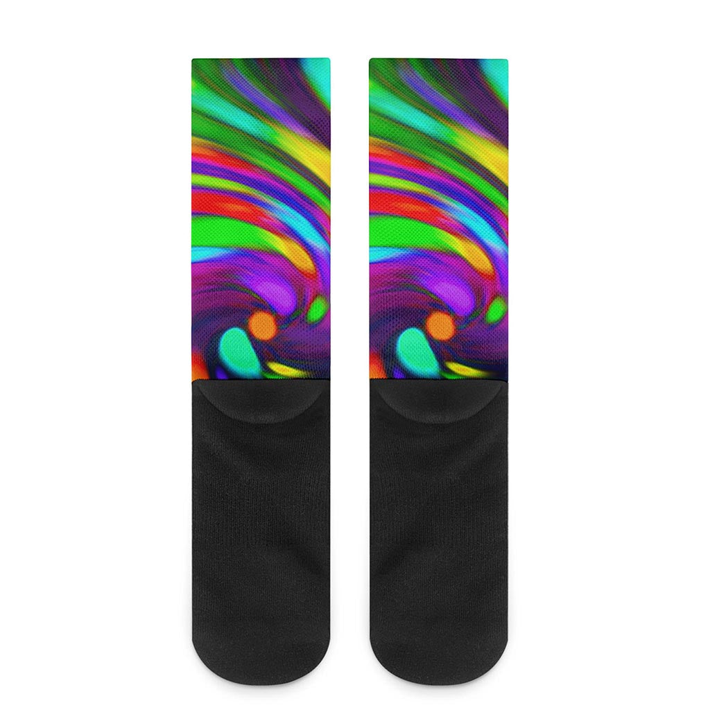 Colorful Spiral Trippy Print Crew Socks