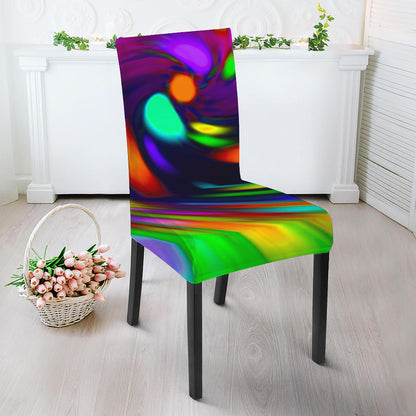 Colorful Spiral Trippy Print Dining Chair Slipcover