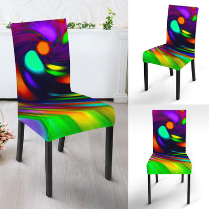 Colorful Spiral Trippy Print Dining Chair Slipcover