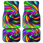 Colorful Spiral Trippy Print Front and Back Car Floor Mats