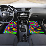 Colorful Spiral Trippy Print Front and Back Car Floor Mats