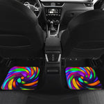 Colorful Spiral Trippy Print Front and Back Car Floor Mats