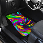 Colorful Spiral Trippy Print Front and Back Car Floor Mats