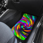Colorful Spiral Trippy Print Front and Back Car Floor Mats