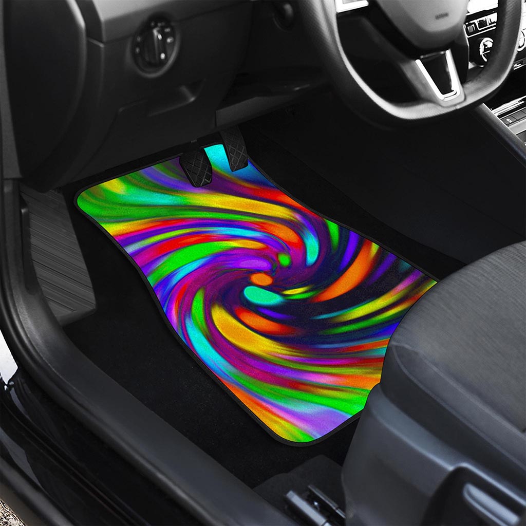 Colorful Spiral Trippy Print Front Car Floor Mats