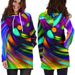 Colorful Spiral Trippy Print Hoodie Dress GearFrost