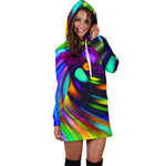 Colorful Spiral Trippy Print Hoodie Dress GearFrost
