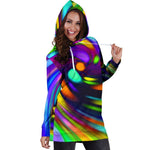 Colorful Spiral Trippy Print Hoodie Dress GearFrost