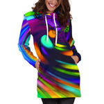 Colorful Spiral Trippy Print Hoodie Dress GearFrost