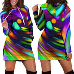 Colorful Spiral Trippy Print Hoodie Dress GearFrost