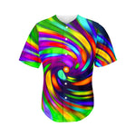 Colorful Spiral Trippy Print Men's Baseball Jersey