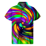 Colorful Spiral Trippy Print Men's Short Sleeve Shirt