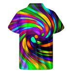Colorful Spiral Trippy Print Men's Short Sleeve Shirt