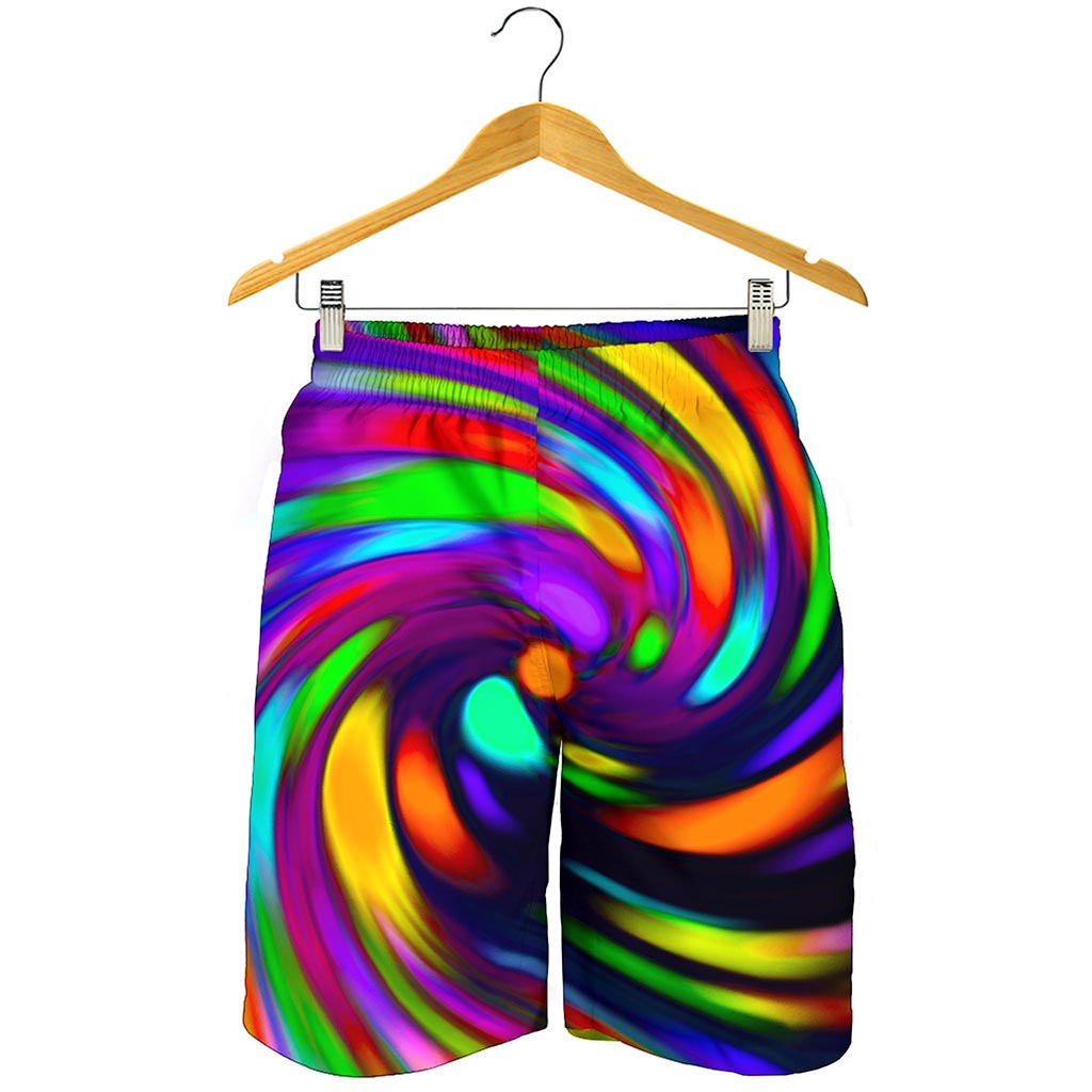 Colorful Spiral Trippy Print Men's Shorts