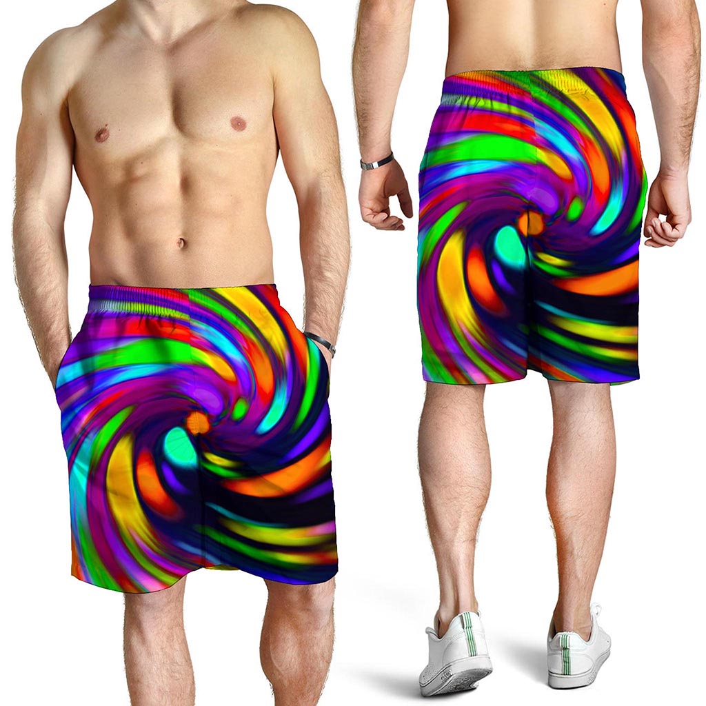 Colorful Spiral Trippy Print Men's Shorts