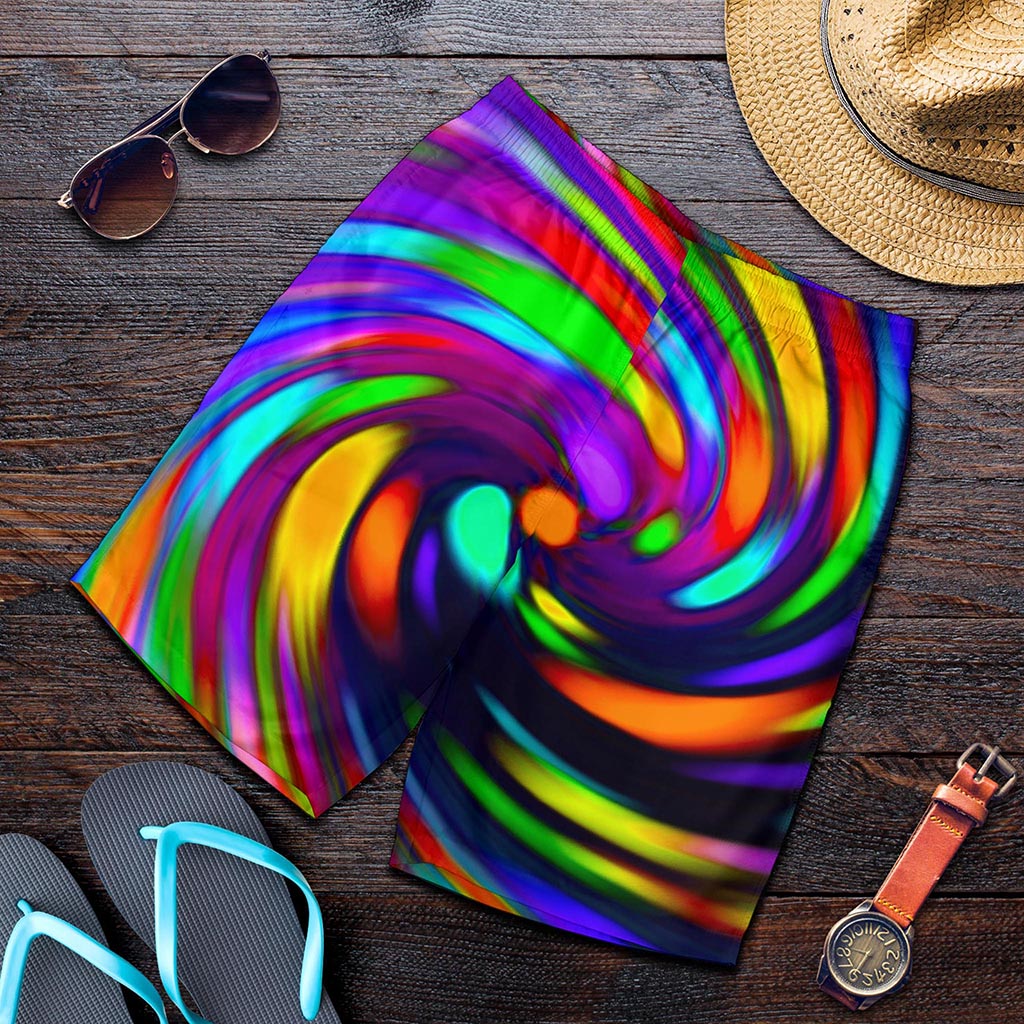 Colorful Spiral Trippy Print Men's Shorts