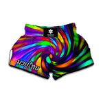 Colorful Spiral Trippy Print Muay Thai Boxing Shorts