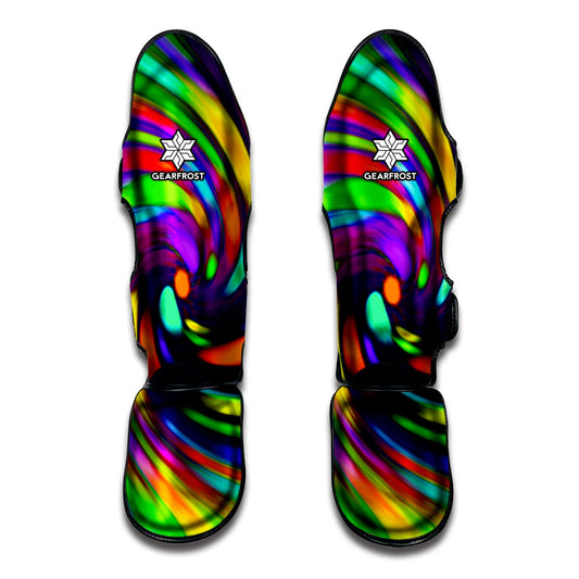 Colorful Spiral Trippy Print Muay Thai Shin Guard