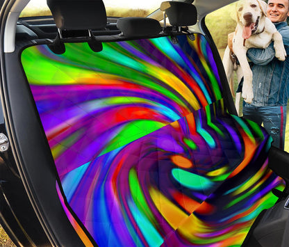 Colorful Spiral Trippy Print Pet Car Back Seat Cover