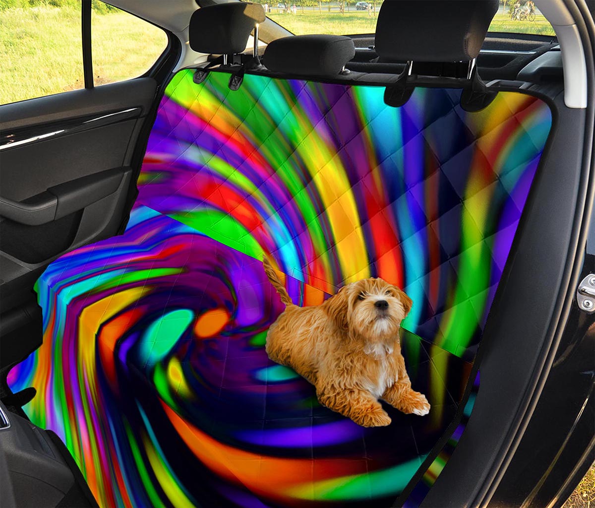 Colorful Spiral Trippy Print Pet Car Back Seat Cover