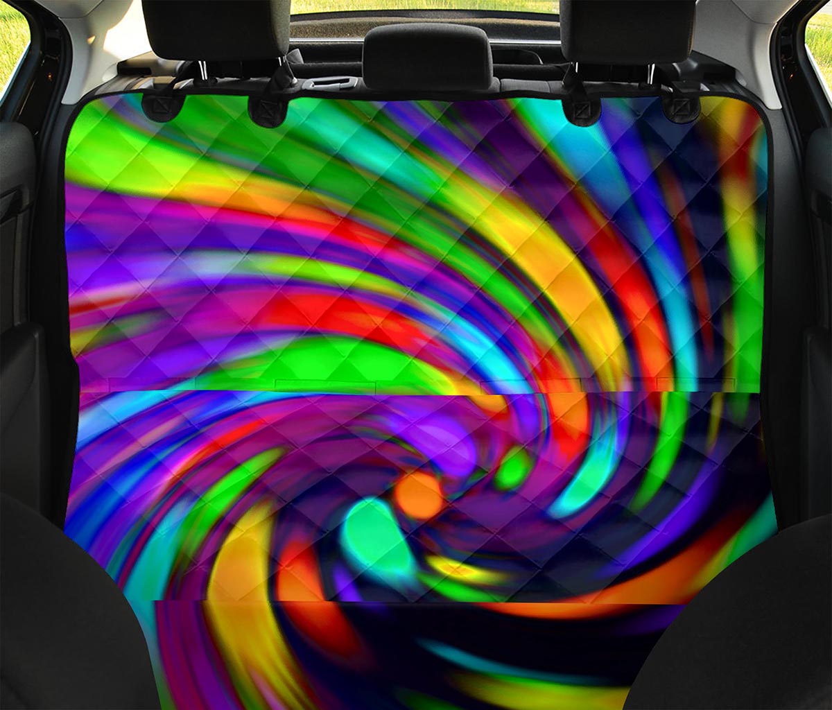 Colorful Spiral Trippy Print Pet Car Back Seat Cover