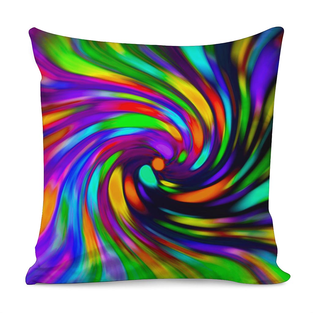 Colorful Spiral Trippy Print Pillow Cover