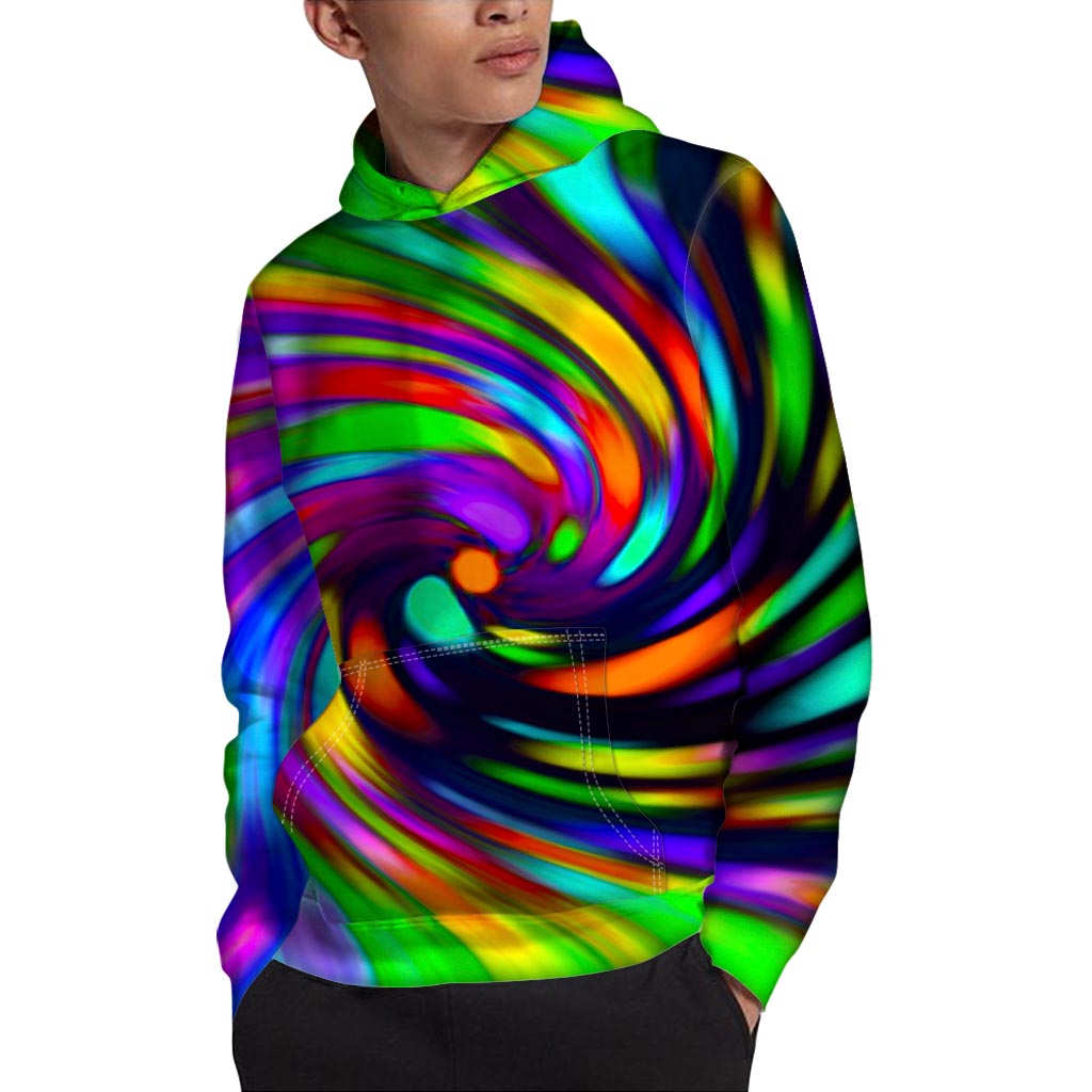 Colorful Spiral Trippy Print Pullover Hoodie
