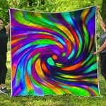 Colorful Spiral Trippy Print Quilt