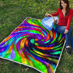 Colorful Spiral Trippy Print Quilt
