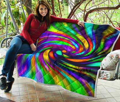 Colorful Spiral Trippy Print Quilt