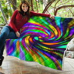 Colorful Spiral Trippy Print Quilt