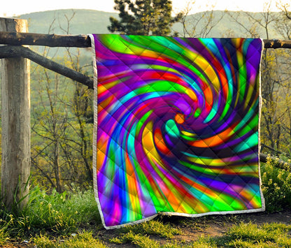 Colorful Spiral Trippy Print Quilt
