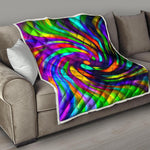 Colorful Spiral Trippy Print Quilt
