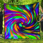 Colorful Spiral Trippy Print Quilt