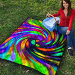 Colorful Spiral Trippy Print Quilt