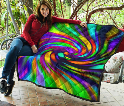 Colorful Spiral Trippy Print Quilt